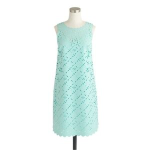 NWT J.Crew Laser-Cut Floral Shift Dress, size 12 in Mint Green